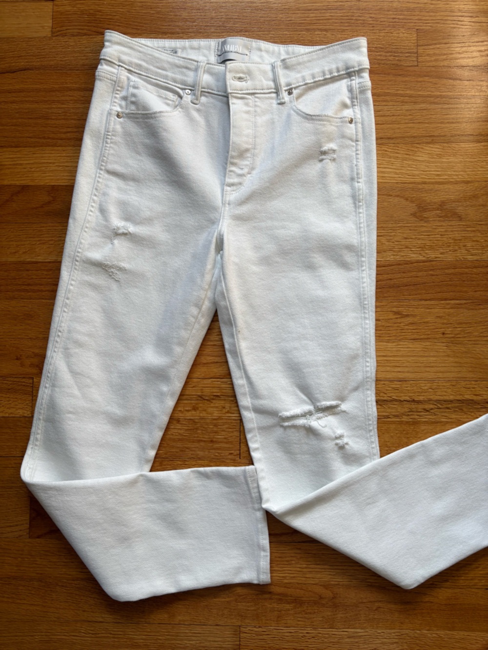 White House Black Market White Distressed Skinny Jeans